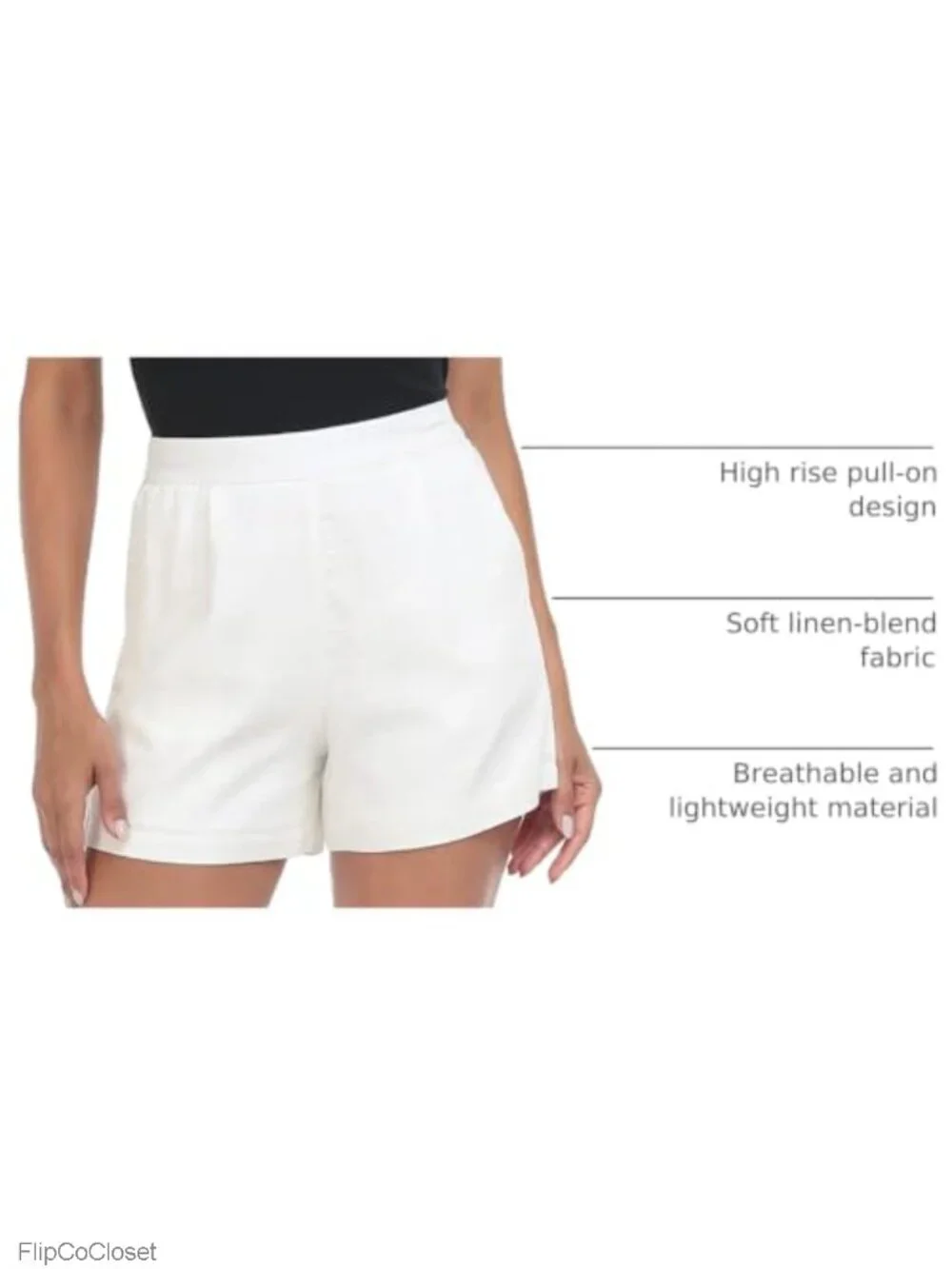 High Waisted Linen Blend Pull On Dressy Summer Shorts with Pockets